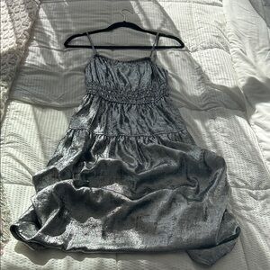 Silver Metallic Spaghetti Strap Dress
